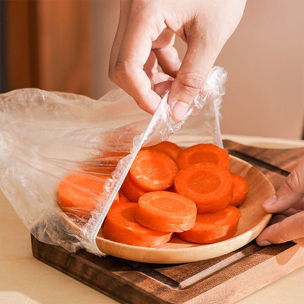 Набір харчових пакетів на гумці для зберігання продуктів, у мішечку 100шт 8 фото