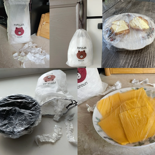 Набір харчових пакетів на гумці для зберігання продуктів, у мішечку 100шт 8 фото